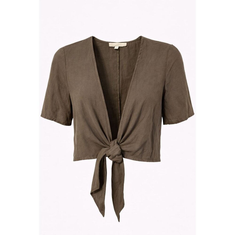 Dances Marvel Size S Olive Green Tie Front Cropped Bolero Top Boho Festivalcore